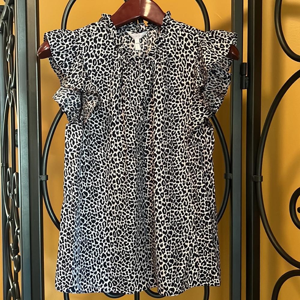 REBECCA TAYLOR Leopard Cap Sleeve Top - Picture 3 of 16